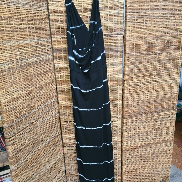 Young Fabulous & Broke Maxi Dress Women L Boho Chic Tie Dye Black & White Halter - Picture 8 of 10